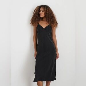 NEW NWT Alex Mill Carly Cami Slip Midi Dress In Cupro Washed Black